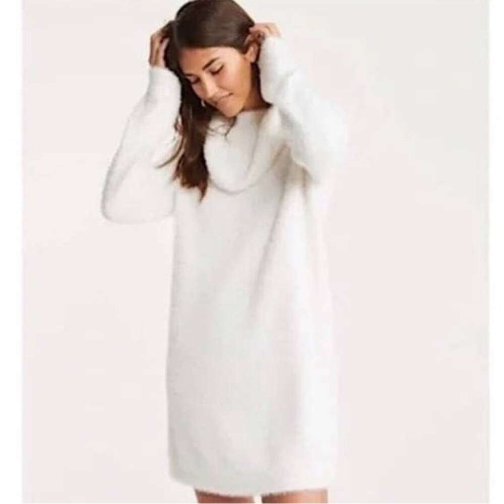Lou & Grey / LOFT White Fuzzy Sweater Dress